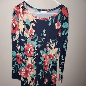 Reborn J Navy Floral Midi Dress